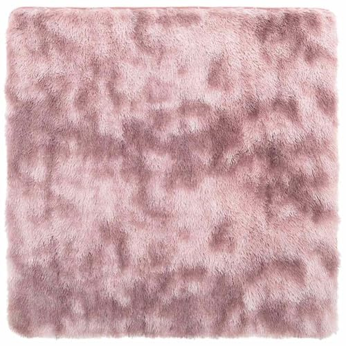 Mhdvray Shaggy Teppich Hochflor NAVARRA 160x160 cm Quadratisch - Weicher Wohnzimmerteppich Altrosa - Rutschfester Langflorteppich aus Polyester für Schlafzimmer und Büro