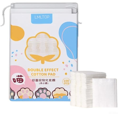 Tampons démaquillants réutilisables en coton double face Motif patte de félin pour zéro déchet beauté 6 x 5 cm (B)