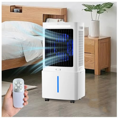 Climatiseur Mobile Sans Évacuation 12L avec Télécommande, Rafraîchisseur d'Air Évaporatif 4-en-1 Silencieux 30dB, Ventilateur Humidificateur, Débit Puissant 1000m³/h