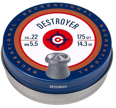 Crosman DES22 Destroyer .22-Caliber Pellets, SILVER (175-Count)