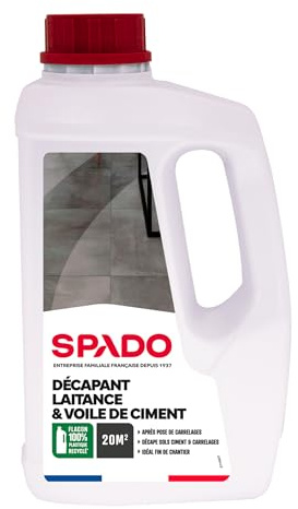 SPADO - Décapant laitance et voile de ciment - Décape et détache - Nettoie et dégraisse - Elimine ciment, calcaire, rouille et plâtre - Action rapide - 1 L - Fabriqué en France