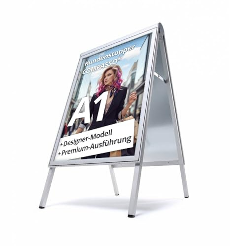 Kundenstopper A1 wasserdicht mit Schutzfolientaschen Plakatständer wasserfest Alu DIN A1 beidseitig