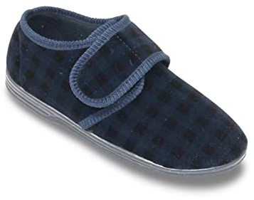 Chums Men's Touch Fasten Cord Texture Washable Slipper Navy 6 UK