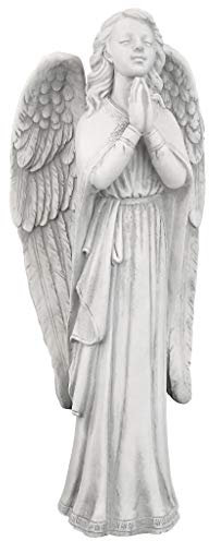 Design Toscano KY930578 Guida Divina, Statua da Giardino Angelo Che Prega, Media, off Bianco
