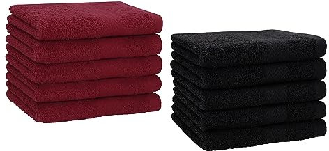Betz 10 Stück Gästehandtücher Premium 100% Baumwolle Gästetuch-Set 30x50 cm Farbe dunkelrot und schwarz