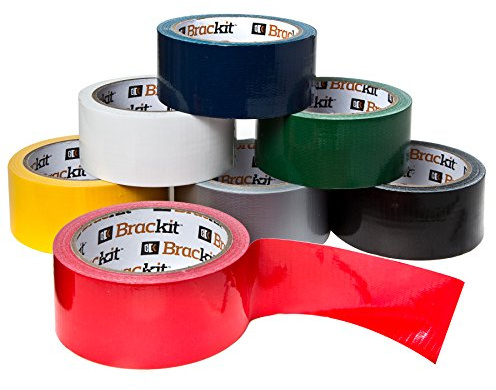 brackit 15M x 48mm Colored Duct Tape Variety Pack| Set of 7 Duct Tape Rolls (Navy Blue, White, Gray, Red, Yellow, Green & Black) | Duct Tape Multi Pack for Arts & Crafts, DIY Projects, Signage