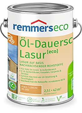 Remmers Dauerschutz-Lasur [eco] palisander, 2,5 Liter, Langlebig, ausgeprägter UV-Schutz, für innen und außen, Schutz vor UV-Strahlung & Feuchtigkeit
