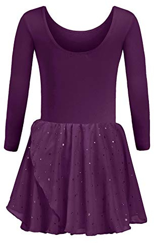 trudge Justaucorps de ballet pour fille - Manches courtes/manches longues - Coton - Justaucorps de danse avec jupe tutu