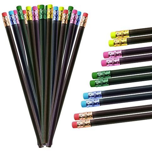 AFASOES Bleistift mit Radiergummi 30 Stück Thermochrom Farbwechsel | Holzstifte mit Farbwechsel-Effekt, Schwarzes Design, Für Büro, Notizen, Skizzen und Schreiben