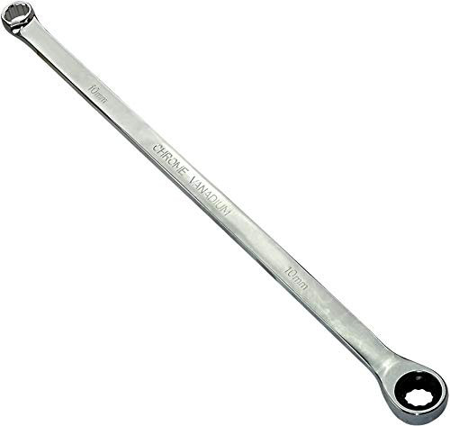 Aerzetix - Chiave Piatta Bi-Esagonale Poligonale Doppio Occhio/Anello 10mm - Chiave a Cricchetto 10mm Extra Lunga Metrica 12 lati - Lunghezza 29.50cm - Manico Dritto/Lucidoto - Acciaio CR-V - C45616