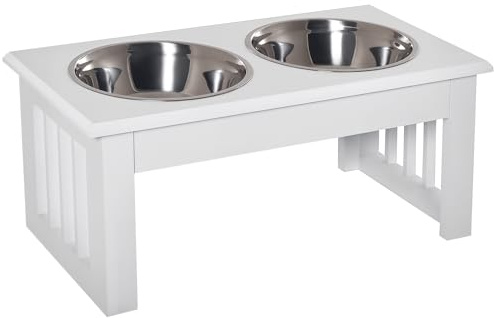 PawHut Comedero Elevado para Perros con Soporte 44x24x15 cm Blanco