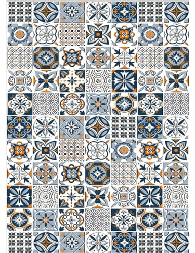 Mani Textile Tapis Carreaux de Ciment Mineral 90x130cm