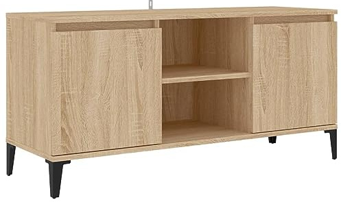 vidaXL TV Schrank mit Metallbeinen Lowboard Sideboard Fernsehschrank Fernsehtisch TV Möbel Tisch Board HiFi-Schrank Sonoma-Eiche 103,5x35x50cm