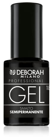 Deborah Milano - Smalto Semipermanente Gel N.18 Nero, Effetto Plumping a Lunga Durata, Dona Unghie Intense e Brillanti, 4.5 ml