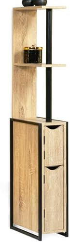 IDMarket - Meuble WC 2 portes DETROIT avec étagères design industriel