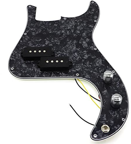 KESHUO P Bass Vorgeführter Pickguard Für Präzisionsbassgitarre Black Pearl 3-Ply Geladenes Schlagbrett vorverdrahtet