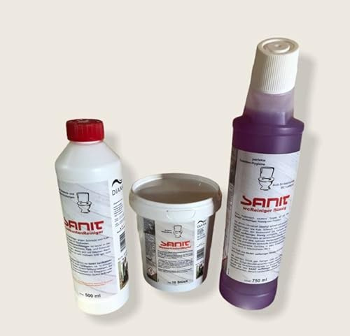 Sanvo WC-Set: Sanit Spülkastenreiniger+Wasserkastenwürfel+WC Reiniger flüssig