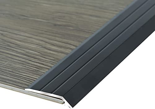 LAIDEPA Aluminium Übergangsprofil, Selbstklebend Übergangsleiste, Innen Außen Dekorativ Übergangsschiene, Für Fußböden Höhen Ausgleichsprofil, Ohne Bohren Schnelle Montage,Schwarz,140cm (55.1in)