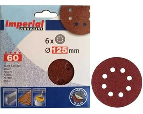 DISCHI CARTA ABRASIVA FORATA CON VELCRO PER ROTORBITALI ? MM.125 - grana 240 blister da 6 pz.