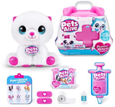 Pets Alive Pet Shop Surprise Series 3 Puppy Rescue von ZURU, Zwergspitz, Nurture Play, Auspacken des Plüschtiers, Interaktives Heilen, Adoptieren,