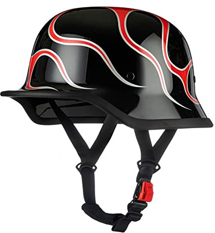 KEFFOR Casco Da Moto ECE DOT Omologato, Stile Tedesco Mezzo Casco, Uomo Donna, Casco Scodella Moto, Casco Demi Jet Per Scooter Cruiser Chopper, Size: XL=(61-62cm)