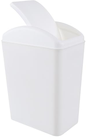 Vareone 15-L Plastikmüllbehälter mit Schwingendeckel, Muelleimer Schwingdeckel, Weiß
