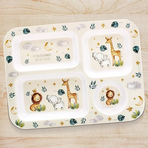 Little Moments Kinder-Tablett, leicht, unterteilter Teller für Kinder und Kleinkinder, 4 Fächer | Unterteiltes Essens-Tablett, 4 Fächer
