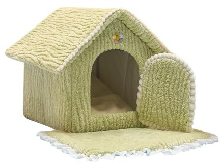 Galatée Katzenhaus, Süßes Katzenhöhlenbett, Gemütliches Weiches Katzenhaus Für Wohnungskatzen, Genug Platz Im Innenraum, Katzenbett Mit Zwei Abnehmbaren Und Waschbaren Kissen(L, Grün)