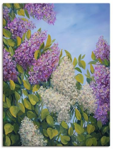 ARTLAND Wanddeko Leinwand Bilder Wandbild Stillleben Arrangement Pflanzen Blumen Blüten Flieder Lila Weiß U4TC
