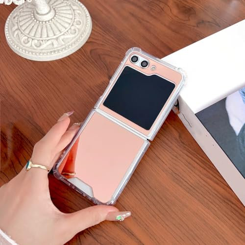 Vollbild-Spiegel-Handyhülle für Samsung Galaxy Z Flip 5 4 3, Make-up-Taschenspiegel, TPU-Rahmenabdeckung, Roségold, für Z Flip 4