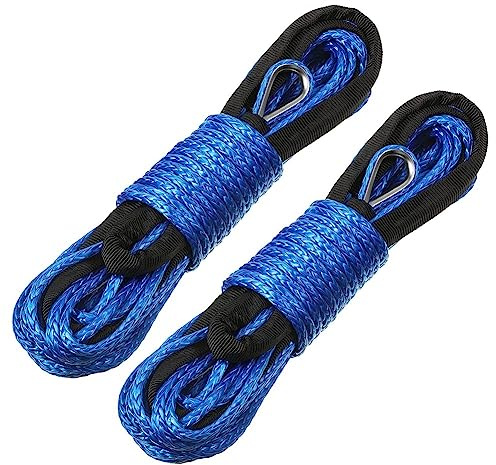 Synthetisches Seilwinde, Seilwinde, Seil, 0,6 cm x 15,2 m, UV-beständig, für UTV, ATV, Seilwinde, , Zubehör, Blau, 2 Stück