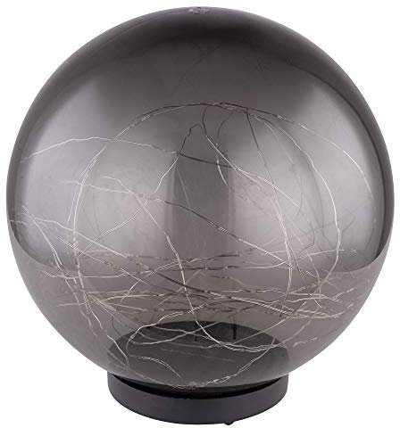 GLOBO Solarleuchte Kugel Rauchfarben Außenleuchte Solarkugel Außen Solarkugel, schwarz, 40x LED 0,06W warmweiß, DxH 25x36 cm