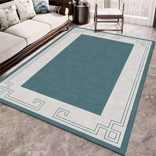 DJHWWD Teppich Mädchen Jugendzimmer Waschbarer Teppich Einfacher orientalischer Design-stilvoller Wohnzimmerteppich, waschbarer Teppich 200x200CM Blau vorzimmer Teppich toiletten Teppich