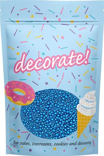 decorate! - Pearls Mix - High Shine Blue Cake Topper Sprinkles - 500g Edible Shimmer Ball Cupcake Decorations - For Weddings, Christenings & Mermaid, Stich and Bluey Themed Parties
