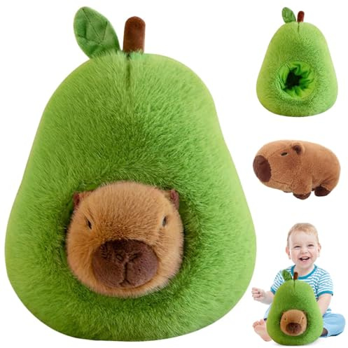 YushengTai Capybara, 35cm Capybara Kuscheltier Abnehmbare Stofftiere, Capybara Plüschtier Avocado Kuscheltier Plüschtier Avocado Puppe Kinder Geburtstagsgeschenk