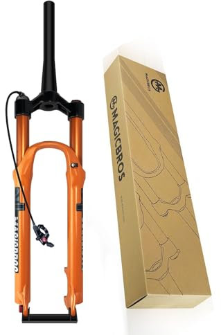 HZXQCVB 26/27,5/29 Zoll Fahrrad-Federgabel Federweg 100mm Verjüngtes Rohr Luftgabel QR 9mm Remote Lockout Mountainbike-Vorderradgabel Zugstufen-Einstellung(26in)