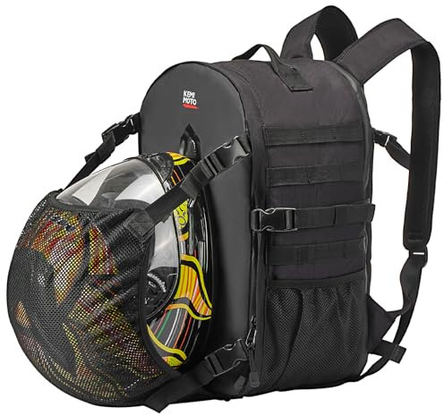 KEMIMOTO Motorradhelm Rucksack, 35L Helm Tasche mit Verstecktem Helmnetz, Großer Helmhalter für Helme