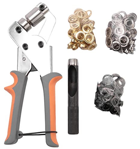 Xbsduih Kit de herramientas para ojales con ojales de 10 mm Prensa manual a máquina Pinza para anillos de sellado de metal para cinturón de cuero Ropa Bandera Artesanal