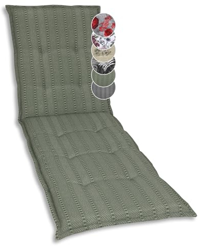GO-DE Textil Bequeme und attraktive Polsterauflagen für Gartenliegen (Einzelset, Streifen Exclusiv grün, Liegenauflage)