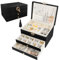QOUBNIC Joyeros Mujer Organizador, Joyero Mujer Joyero Grande Organizador Joyas 3 Niveles Caja Joyeros Organizadors para Anillos, Pendientes, Collares (Negro)
