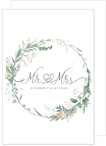 Edition Seidel Premium XXL Maxi gratulationskort till bröllopet med kuvertformat DIN A4. Bröllopskort gratulationskort med engelsk text för brudpar man och fru, Mr & Mrs Just Married (A4-H1000)