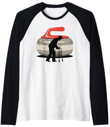 Vieil Homme Silhouette Pierre De Curling Curleur Manche Raglan