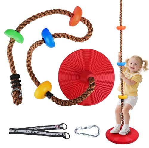 Columpio de árbol de tela de araña de 40 pulgadas, altura ajustable, capacidad de 200 kg, columpio seguro y duradero para niños en interiores y exteriores (rojo)