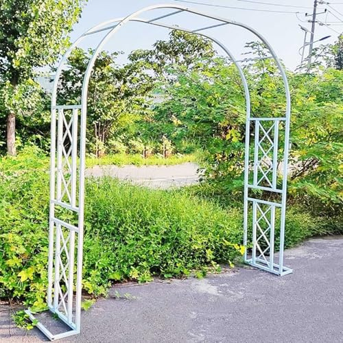 Metall-Gartenbogen für Kletterrosen, 340 x 230 x 40 cm, Unterstützung für Innen- und Außenbereich, Blumen, Hochzeitsspalier, weiße Laub, perfekt für Gärten und Veranstaltungen