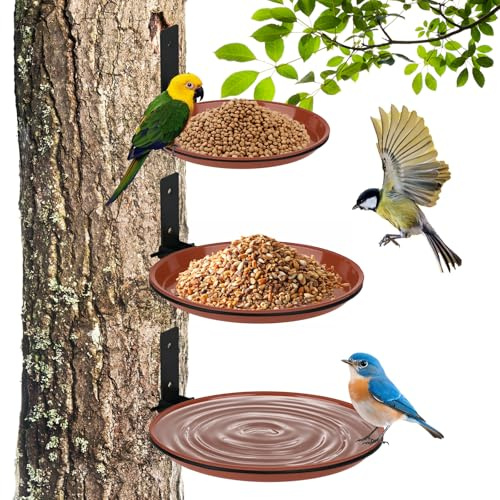 YYTECH 3 Stück Vogelfutterspender Und Vogeltränke, VogelträNke Balkon, VogelträNken für Den Garten, VogelträNke HäNgend, Rund Vogelfutterhaus Balkon Mit Wandhalterung, für Hof, Rasen, Balkon