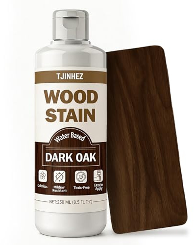 Wood Stain 250ml, Water Based Wood Stain, Indoor & Outdoor Wood Finish for Furniture, Cabinets, Doors & Wood Surfaces - Fast Drying, Low Odour, Non-Toxic & Easy to Use (Dark Oak)