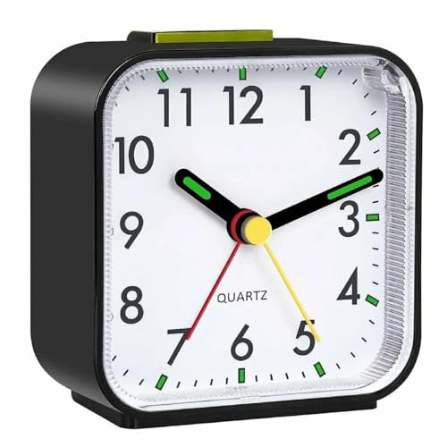 Leiser analoger Wecker mit Nachtlicht, Wecker Nachttisch nicht tickend, leise Schreibtischuhr, einfache analoge Tischuhr, Nachtlicht, Leuchtzeiger für Schlafzimmer, Büro, Outdoor, Tiefschläfer