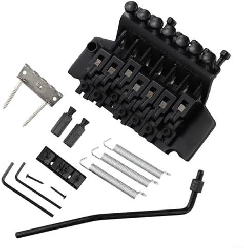 Tremolo E-Gitarre, 7 Saiten, Tremolo-Brücke, Doppelverriegelungssystem für E-Gitarre, Metallkonstruktion, mit 10,8 mm Abstand für Rock-Metal-Performance, Schwarz