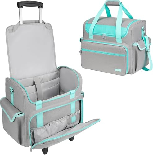 Jaffzora Lehrer-Trolley mit Rädern und abnehmbarem Griff, 43,2 cm (17 Zoll) Laptophülle, Rolltasche für Lehrer, Büro, Handwerk, Krankenschwester, grau, Klassisch