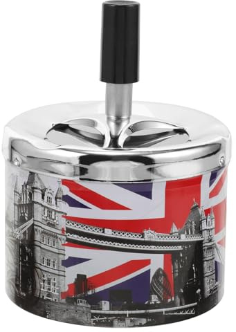 YARNOW Cenicero Portatil Bolsillo de Metal Tapadera Giratoria para Mesa, Diseño Único y Funcional para Extinguir Cigarrillos Automáticamente